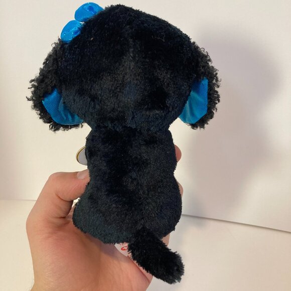 Ty Beanie Boos Tracey Dog Black White 6" Stuffed Plush Toy 2017 Blue Eyes W Tag - Picture 6 of 10